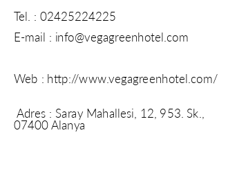 Vega Green Apart Otel iletiim bilgileri